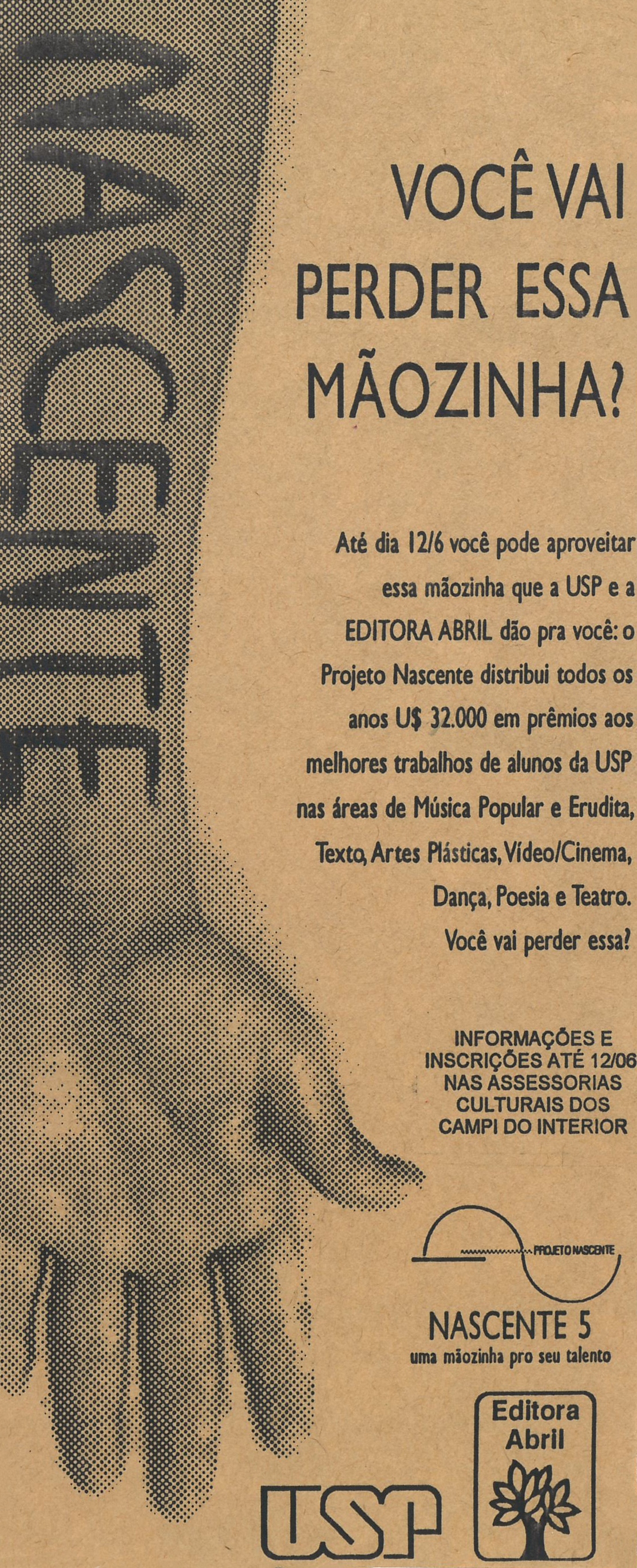 nascente conheca a historia do concurso artistico da usp flyer campi interior 05 1995 nascente